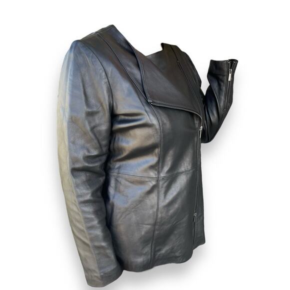 Neiman Marcus Exclusive Black Soft Leather Moto Zip Jacket Size XL NWT $495 - Picture 3 of 7